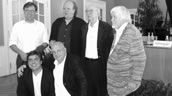 v.l.n.r., obere Reihe: Jan Müller-Wieland, Wolfgang Rihm, Aribert Reimann, Wilhelm Killmayer. Unten: Moritz Eggert und Manfred Trojahn. Foto: Elisabeth Aumiller