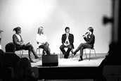 Messetalk im Content Corner III (v.li.): Daniela Geiler (RTL II), Gracia Baur, Ulf Werner (Konzerthaus am Gendarmenmarkt), Barbara Haack (neue musikzeitung). Foto: Johannes Radsack