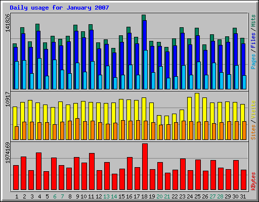 Daily usage for January 2007
