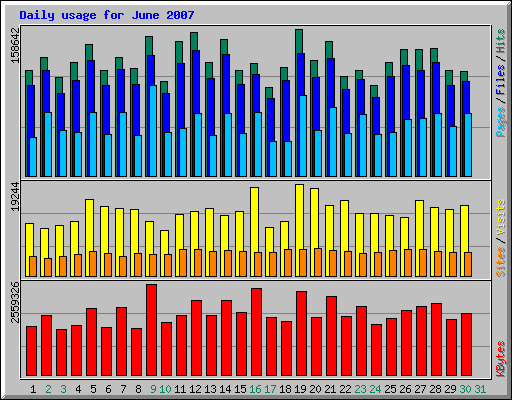 Daily usage for June 2007