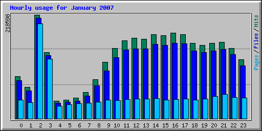 Hourly usage for January 2007