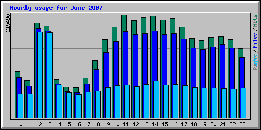 Hourly usage for June 2007