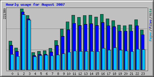 Hourly usage for August 2007